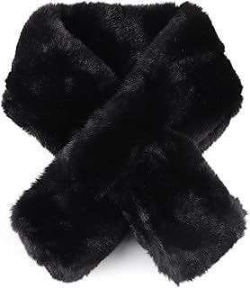 XIAOHAWANG Warm Winter Women Scarf Faux Fur Lady Neck Warmer Fleece Collar Scarf for Women