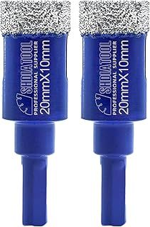 SHDIATOOL Diamond Drill Core Bits 2PC 20mm Triangle Shank Hole Saw for Porcelain Tile Marble Ceramic Granite