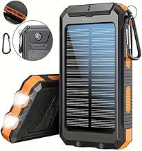 10000mAh Solar Charger Portable Power Bank, Portable Solar Mobile Phone Charger, Camping External Battery Charger for Mobile Phones, 2 USB/LED Flashlights with Compass for Outdoor Activities