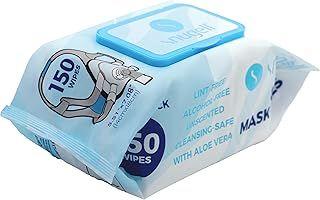 Snugell Unscented Travel CPAP Mask Wipes Antibacterial (150 Count) –100% Soft Cotton– Lint & Alcohol-Free,Skin Safe with Aloe Vera – Easy Opening CPAP Cleaner and Sanitizer for Masks, Tubes & Devices