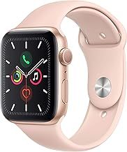Apple Watch Series 5 (GPS, 44mm) - Gold Aluminum Case with Pink Sport Band (Renewed)