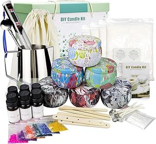 Candles Making Kit for Adult, DIY Scented Candles Gift Set, Candle Craft Supplies Full Starter Set with 800g Bee Wax, Fragrance Oil, Cotton Wicks, Candle Pigment, Wicks Sticker, Tins & More