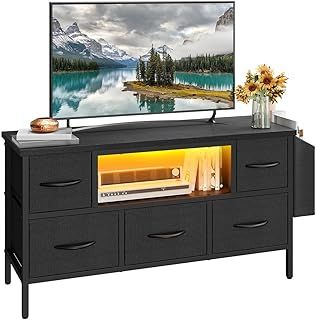 YITAHOME TV Cabinet, TV Stand Cabinet Unit for Living Room with 5 Foldable Drawers and Shelves TV Stand Unit with RGB LED Lighted TV Gaming Entertainment Center with Cabinet for PS5