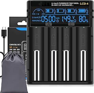 18650 Battery Charger, LCD Screen Can Display Capacity, 2A Fast Universal 18650 Charger, Suitable for 3.7v Lithium Battery and 1.2v Ni-Mh/Ni-Cd AA AAA Battery