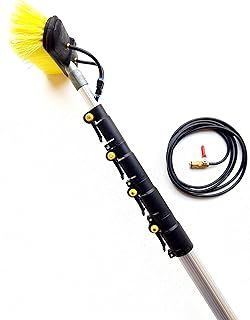16ft-20ft-24ft Window Cleaning Pole Telescopic Long Reach Extended Extension Solar Panel Conservatory Window Cleaner Hose Fed Brush Kit.