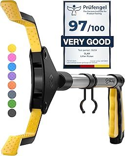 SLAH® 32"/81 cm Reacher Grabber Tool, Helping Hand Grabbers for Disabled, Litter Pickers for Adults Foldable Rotating 360 Degree Reaching Aids (Yellow)