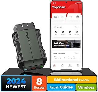 TOPDON Topscan OBD2 Scanner Bluetooth, Wireless OBD2 Code Reader with Active Test, 8 Reset, Car Diagnostic Tool for All System, Vehicle Performance Test for iPhone & Android, All Software 1 Year Free