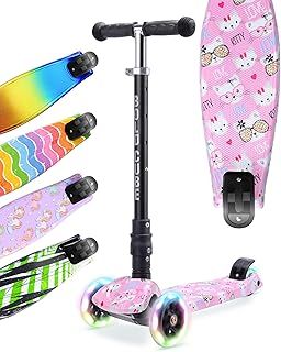 Big Fold | Three Wheel Scooter for Children Ages 5-10 Years | LED Wheels with Flashing Lights | Height Adjustable 65 to 89 cm | Rear Reflectors