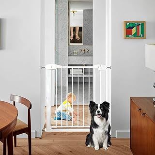 Panana Stair Gates,Baby Safety Gate Home Pet Dog Barrier Stair Safe Secure Doorway Guard,Pressure Fit Safety Gate 75cm-82cm*H76cm,White