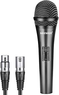 Neewer Cardioid Dynamic Microphone with XLR Male to XLR Female Cable, Rigid Metal Construction for Professional Pickup of Musical Instruments, Voice, Broadcasting, Speech, Black (NW-040)