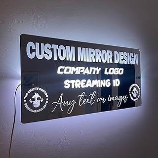 Custom Design LED Mirror & Remote | Personalised Logo Sign | Bespoke Business Sign | Office or Shop Display | Advertising Mirror | ANY TEXT OR LOGO