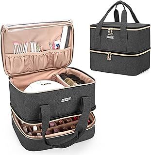 BAFASO Nail Polish Organiser Holds 40 Bottles (15ml - 0.5 fl.oz) and a Nail Lamp, Nail Polish Carrying Case with Manicure Tools Storage Sections (Bag Only), Black (Patented)