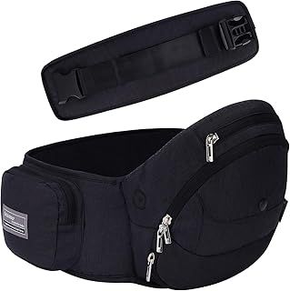 Bebamour Baby Carrier Hip Seat 0-36 Months Lightweight 3 in 1 Baby Carrier Newborn to Toddler HipSeat (with Waist Extender, Fold Series, Black)