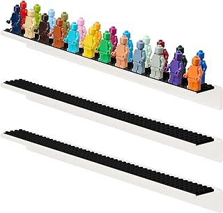 Tapeera 3-Pack Minifigure Display Case Holds Up To 72 Figures - Acrylic Floating Shelf Display With Brick Building Baseplates - Figure Display Cabinet Wall Mount - Minifig Organizer (Black Baseplates)