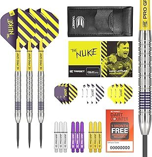 TARGET Darts Luke Littler 80% Tungsten Steel Tip Darts Set, 21G/22G/23G | Professional Accessories Dart Kit, Pro Grip Shafts, Pro Ultra Flights, Dart Wallet Included