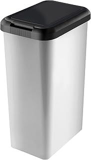 Tontarelli 45L Moda Swing & Lift Silver Bin - Metal Effect - 2 in 1 Unique Lid