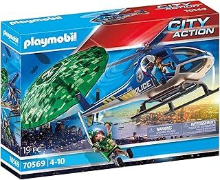 Playmobil 70569 City Action Police Parachute Pursuit Search, fun imaginative role-play, playset suitable for children ages 4+