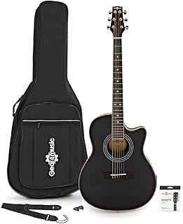 Roundback Electro Acoustic Guitar by Gear4music with Accessories Black