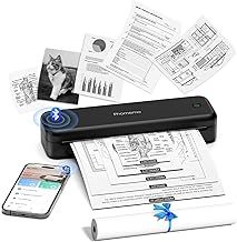 Phomemo M834 Portable Printer, Thermal Printer A4 Compatible with Phone & Laptop, Bluetooth Inkless Printer for Home Use, Inkless Printer for Office, Photo, Home, School, Outdoor, Black