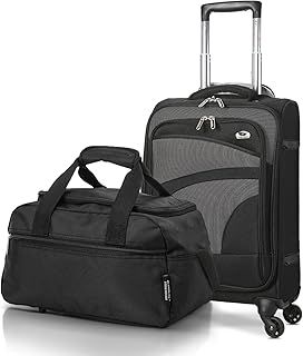 Aerolite Ryanair Priority Boarding Cabin Lightweight 2 Piece Carry On Hand Cabin Luggage Set Bundle - 55x35x20cm Suitcase + 40x20x25cm Holdall