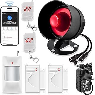 House Alarms System WiFi, Door Window Sensor Alarm System-Home Security Systems Anti-theft 120DB Alarm, alarm system kit with Free Notification APP Control &Remote Control for Garage Shed