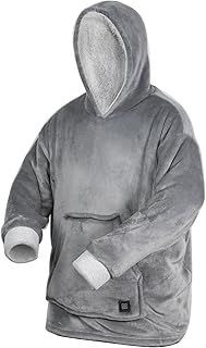 Daewoo Heated Hoodie, Grey Oversized Heated Electric Hoodie With 3 Heat Settings, Hand Warmer And Machine Washable