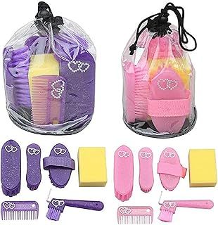 Elico Wexford 6 Piece Childrens Junior Glitter Hearts Grooming Kit Pink