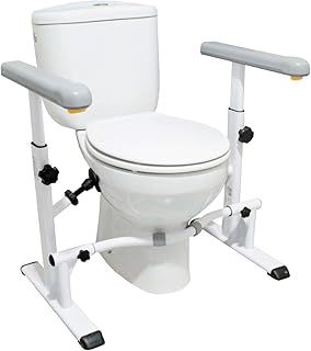 KMINA - Toilet Frame for Disabled and Elderly, Sturdy Safety Rails, Free Standing, Adjustable Height and Width