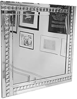 60x60cm Large Modern Square Glass Wall Mirror Decorative Art Hanging Living Lounge Bathroom Elegant Artistic Look Venetian Beveled Edges Hall Mirror Mount For Home