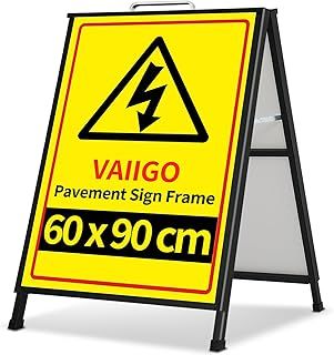 VAIIGO A-Board Pavement Sign Frame 60X90cm, Double Sided Pavement Display Sign Board，Heavy Duty A-Frame Sign Poster Stand With 2 Corrugated Plastic Sheets for Outdoor Advertising, Sales, Business