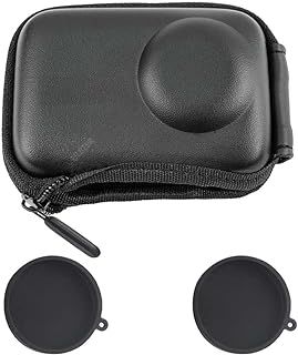 Mini Bag Case for DJI OSMO Action 5 Pro/Action 4 / Action 3 Camera + Rubber Lens Cap Cover [1+2 Pack], Carrying Portable Storage Boxes Accessory