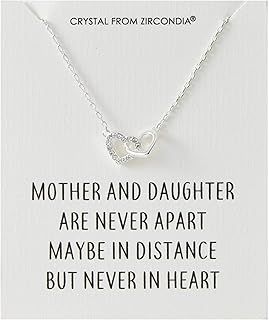 Philip Jones Mother and Daughter Heart Link Necklace with Quote Card Created with Zircondia® Crystals