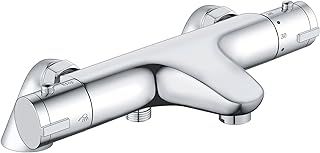 Thermostatic Bath Shower Mixer, Bevankly Exposed Thermostatic Shower Mixer Taps Valve Anti Scald Tap, Deck Mounted Bath Shower Mixer Bar with Anti-Scald Control Valve, Brass, 180mm