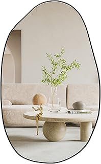 CASSILANDO Irregular Wall Mirror Asymmetrical Wall Mounted Mirror, Unique Vanity Mirror Decorative for Living Room, Bathroom, Bedroom, Entryway Wall Decor, 85cmX52cm