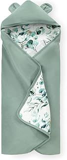 hauck Snuggle N Dream, Leaves Mint - Cotton Baby Blanket for Car Seats, Baby Bouncers, Prams & Cots for 3-Point Harness 5-Point Harness, 80 x 80 cm, Machine Washable