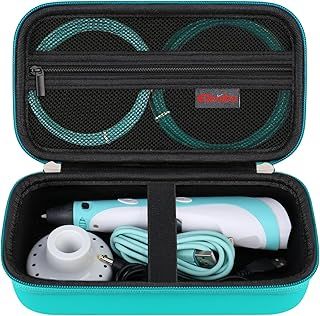 Elonbo Hard Case for MYNT3D Super 3D Pen/for SCRIB3D P1 3D Printing Pen, Extra Mesh Pocket Fits PLA Filament, Stencil Book, Project Guide, Green