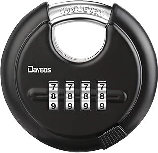 DAYGOS Heavy Duty Combination Padlock - Outdoor Stainless Steel Disc Combination Lock, Weatherproof Lock for Gate, Shed, Garage, Locker(Black, 1pcs)
