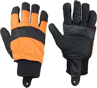 Large Hi Visibility Chainsaw Comfort Safety Gloves - Size 10