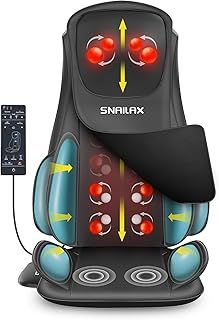 Snailax Shiatsu Back Neck Massager with Heat, Full Body Massage Chair with Deep Tissue Kneading, Vibration, Compression, Home Office Use, Gifts for Men Women