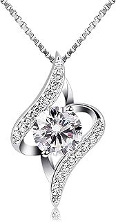 B.Catcher Women Necklace 925 Sterling Silver Necklace Cubic Zirconia Pendant, 18"