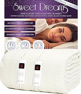 Electric Blanket King Size - Dual Controls - Luxury Bed Fleece Heated Mattress Cover, Machine Washable Underblanket - Overheat Protection (King Size)