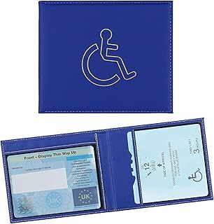 Disabled Blue Badge and Timer Holder, Navy Blue Pu Leather Disabled Badge Holder Wallet Protector, Safe Disabled Badge Holder, Disability Parking Permit Discreet Cover Hologram Safe