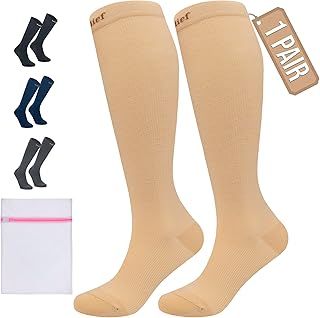 360 RELIEF Flight Compression Socks for Women & Men, Comfortable Travel, Circulation & Leg Relief, Pregnancy Support + Laundry Bag