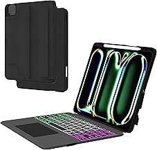 Keyboard Case for 2024 iPad Pro 13 inch M4: Precise Trackpad Detachable Magnetic Keyboard Case with Pencil Holder - 3 Zone 7 Colours Backlit Keyboard Cover for iPad Pro 13" 2024 M4 | UK-Layout QWERTY