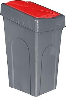 50L Plastic Recycling Bin Rubbish Dustbin Kitchen Garden Recycle Waste Bin With Lid (Red, 1)