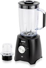 Geepas Electric Blender Smoothie Maker, Food Jug Blender 600W –Stainless Steel Blades, 2 Speed Control with Pulse & Turbo Functions, 1.8L Large Jar & 0.3L Coffee Grinder Jar, Smoothie Maker – Black