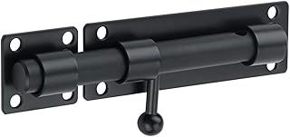 Sayayo Slide Gate Latch Bolt Safety Door Lock with Padlock Hole 150MM Length, 16MM Dia Bar, Heavy Duty Solid SUS304 Stainless Steel Matte Black(Not Include Padlock), EMS8000-B