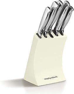 Morphy Richards Accents 974829 5 Piece Knife Block with High Grade Polished Stainless Steel, Ivory Cream