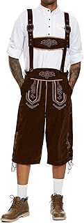 YAOHUOLE Men's Lederhosen German Oktoberfest Outfit Shorts Bavarian Costume Overall Traditional Fancy Dress (Excluding Shirts)
