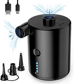 Electric Air Pump for Inflatables, Electric Pump with Fast Inflating/Deflating, 4000mAh Battery Blow Up Bed Pump with 3 Nozzles for Paddling Pool, Airbed, Mattress,Swimming Pool